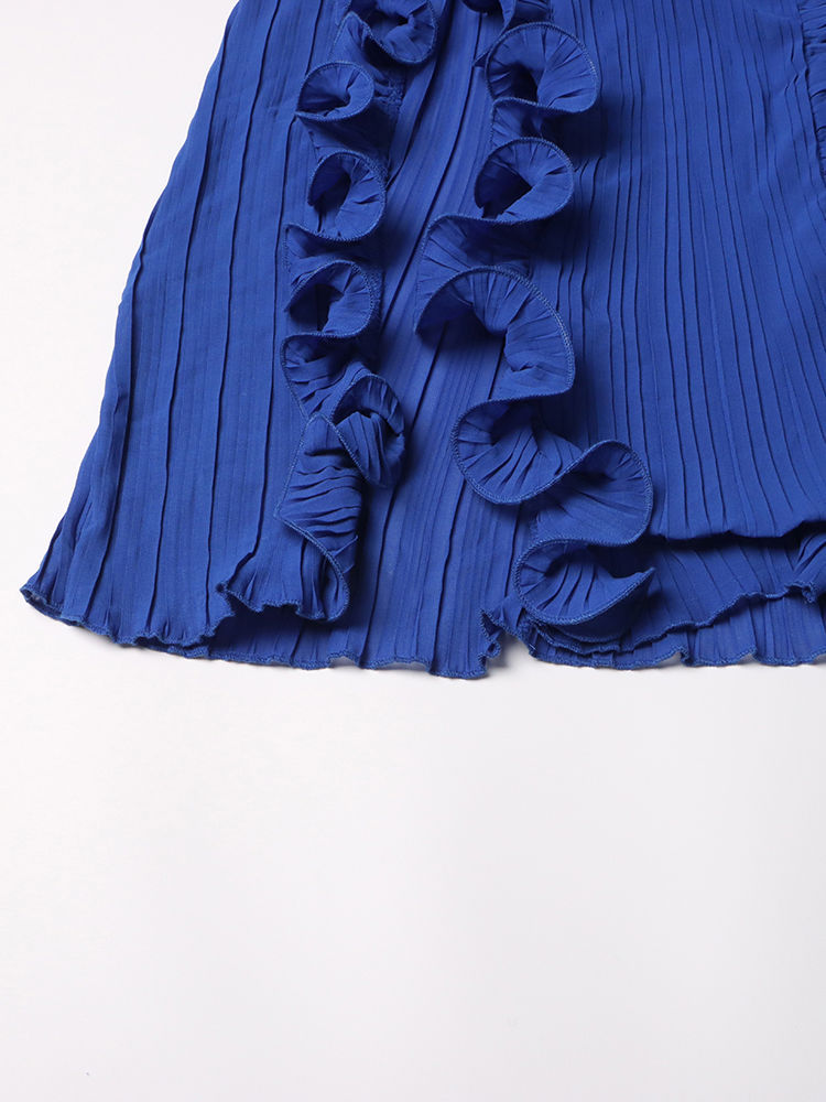 TWOTWINSTYLE Sleeveles Deep V Neck Spliced Ruffles Fashion Dress