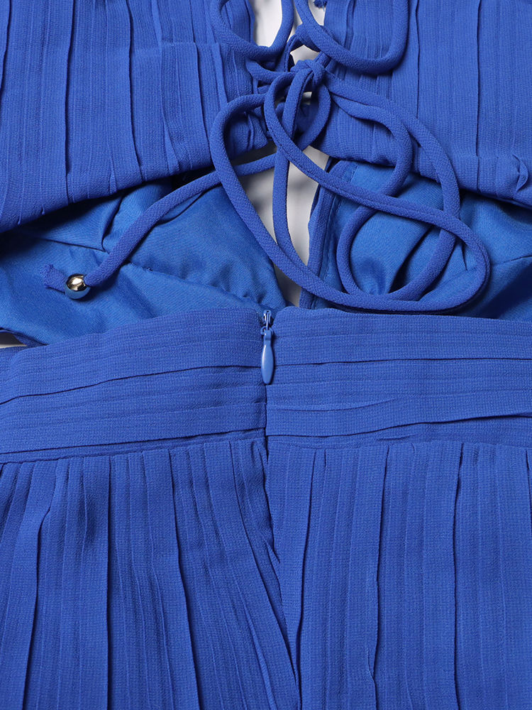 TWOTWINSTYLE Sleeveles Deep V Neck Spliced Ruffles Fashion Dress