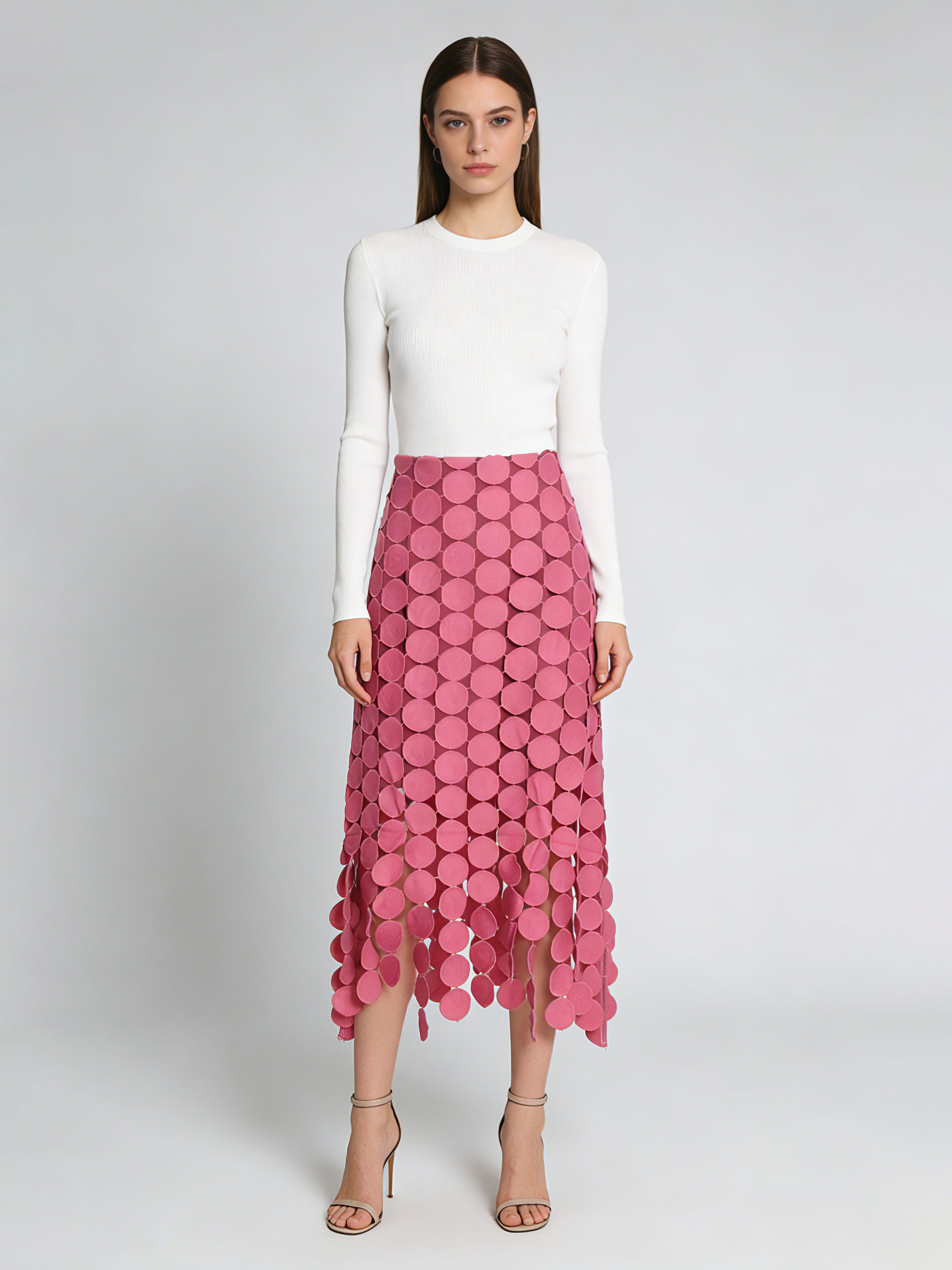 TWOTWINSTYLE Solid High Waist Irregular Hem Designer Skirt