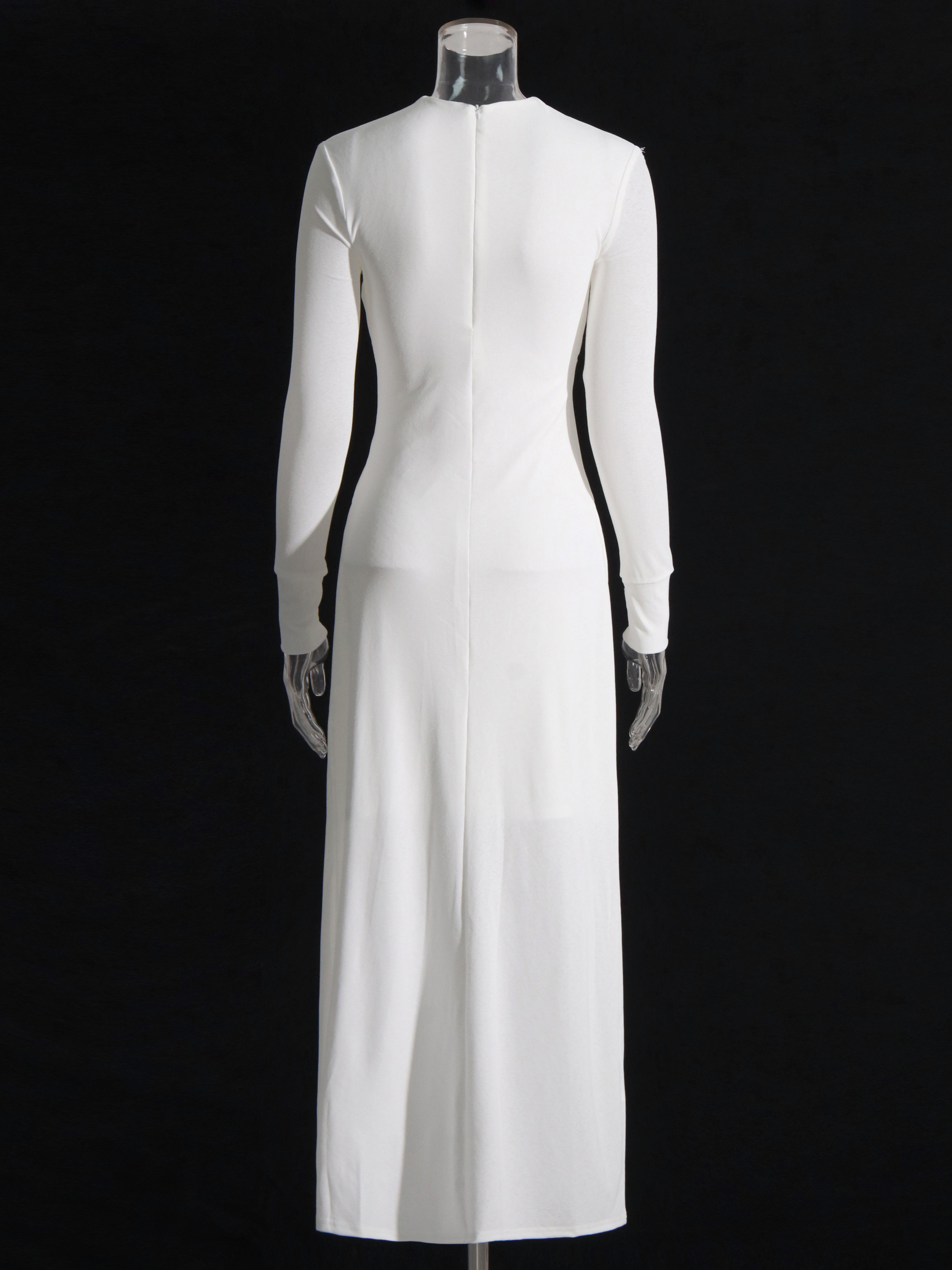 TWOTWINSTYLE Solid Long Sleeve Hollow Out Tunic Elegant Dress