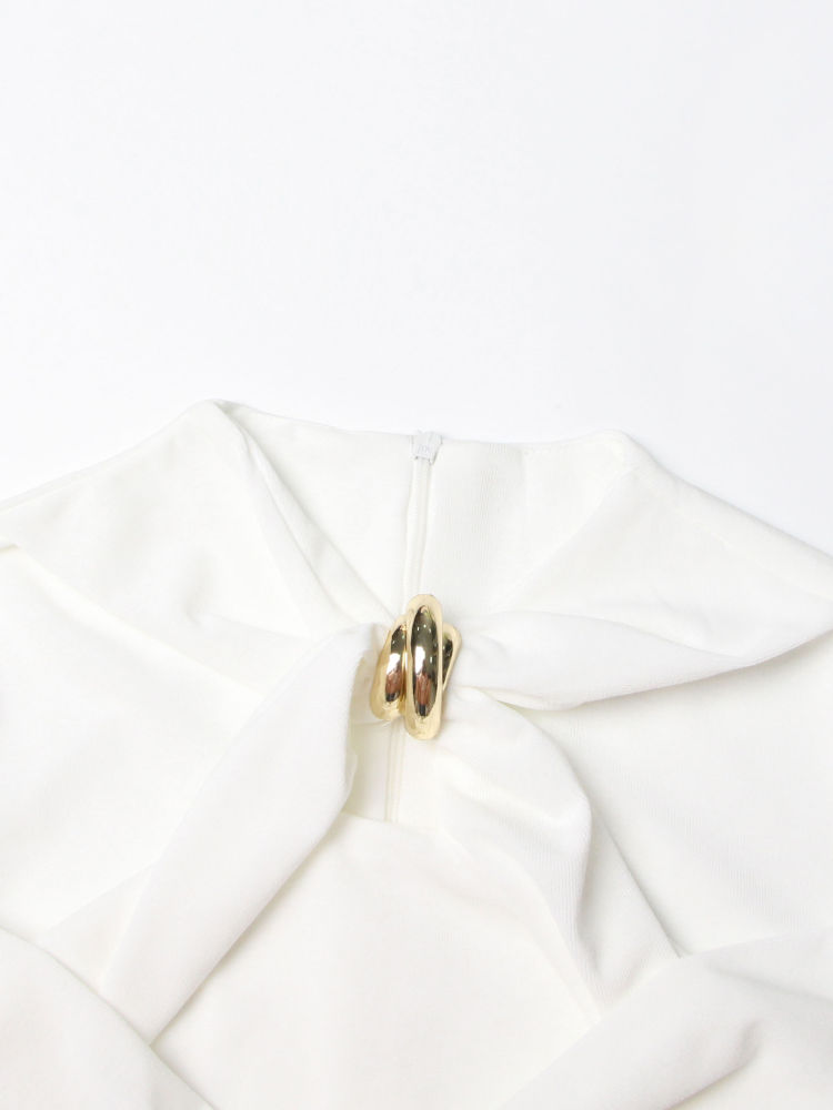 TWOTWINSTYLE Solid Long Sleeve Hollow Out Tunic Elegant Dress