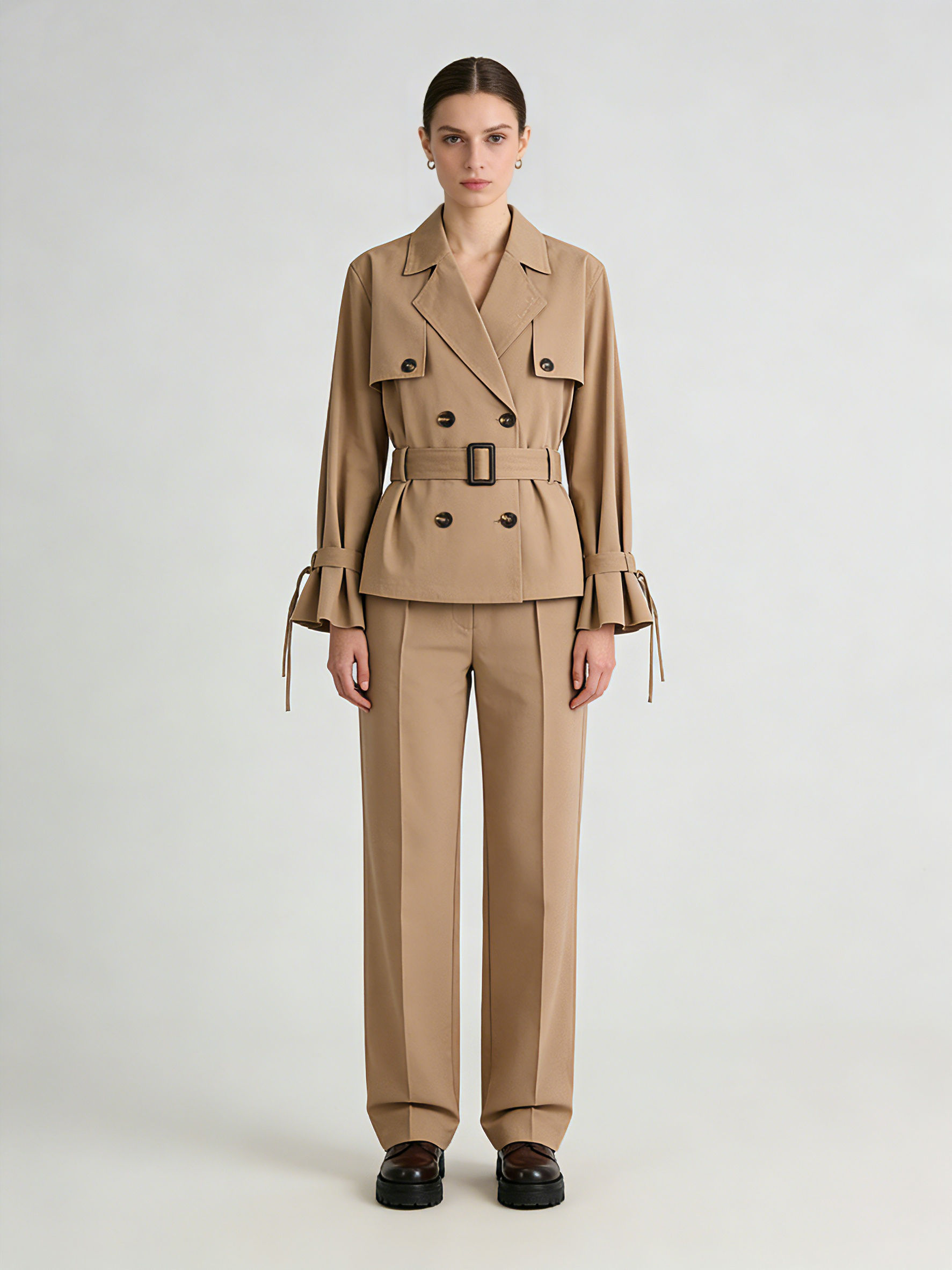 TWOTWINSTYLE Spliced Double Breasted Tunic Temperament Coat
