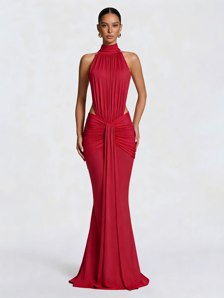 TWOTWINSTYLE Stand Collar Backless Elegant Dress
