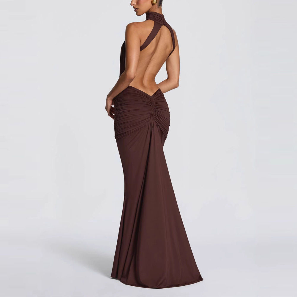TWOTWINSTYLE Stand Collar Backless Elegant Dress
