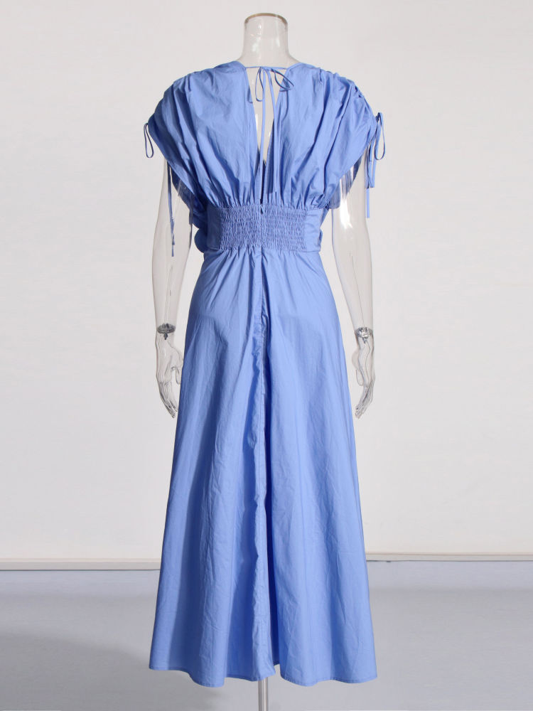 TWOTWINSTYLE Deep V Neck High Waist Chic Dress
