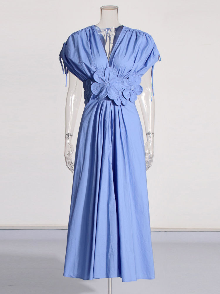 TWOTWINSTYLE Deep V Neck High Waist Chic Dress
