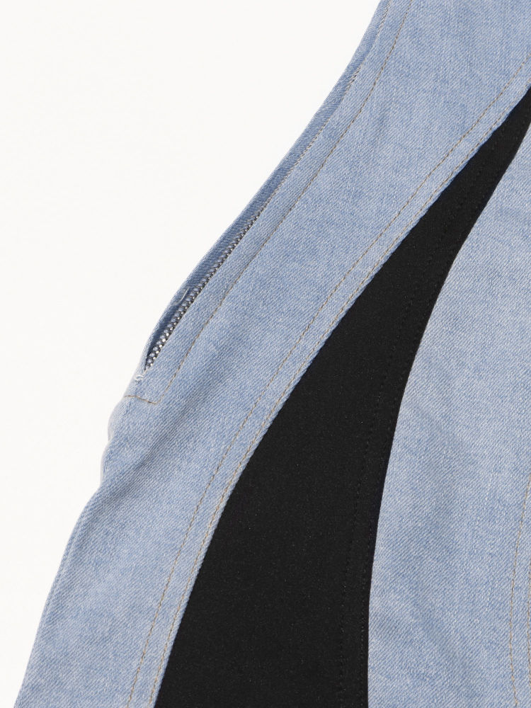 TWOTWINSTYLE Hit Color Patchwork Denim Fashion Mini Dress