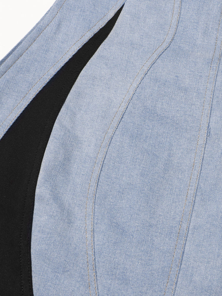 TWOTWINSTYLE Hit Color Patchwork Denim Fashion Mini Dress