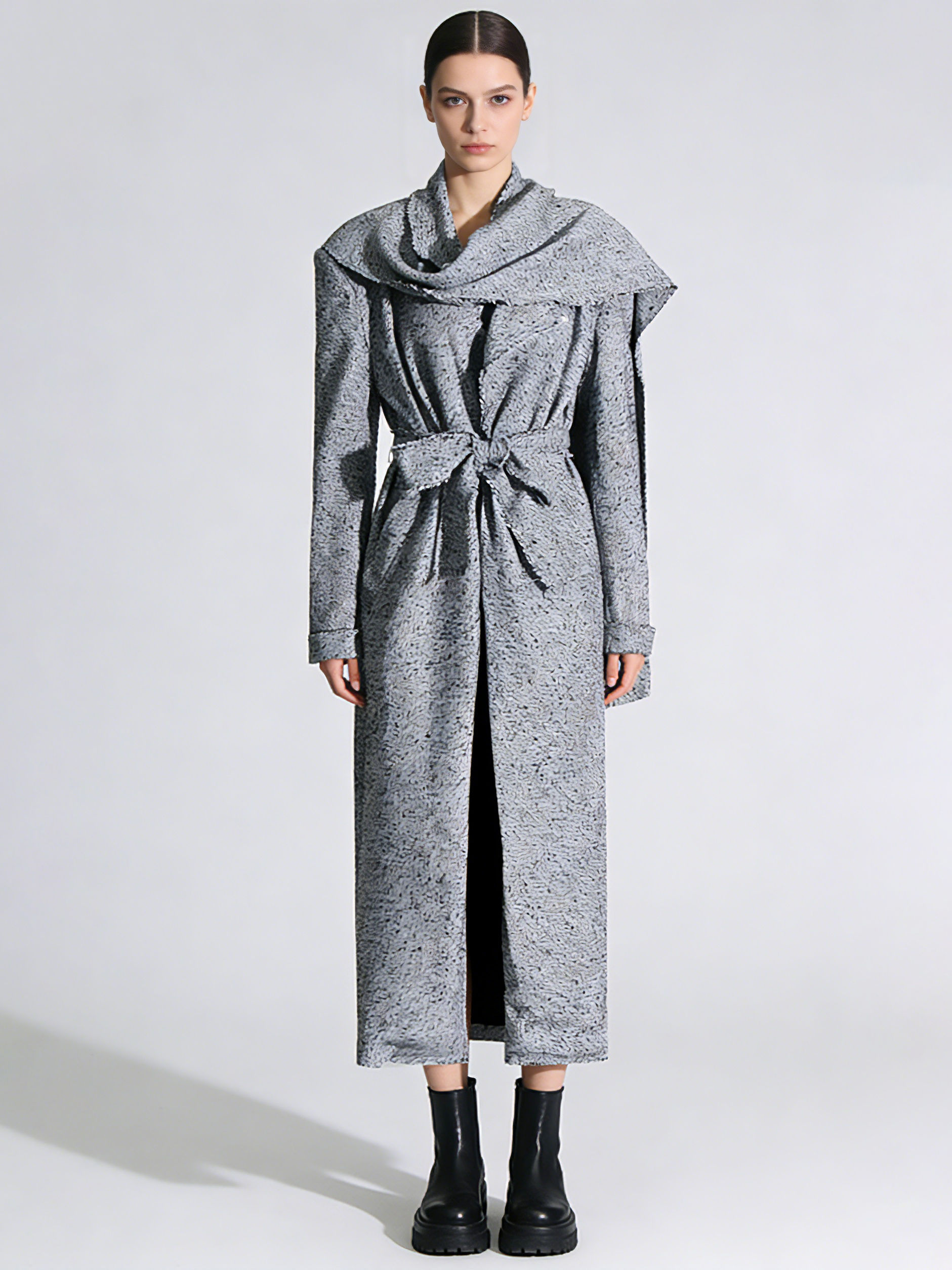 TWOTWINSTYLE Irregular Collar Long Sleeve Tunic Fashion Coat
