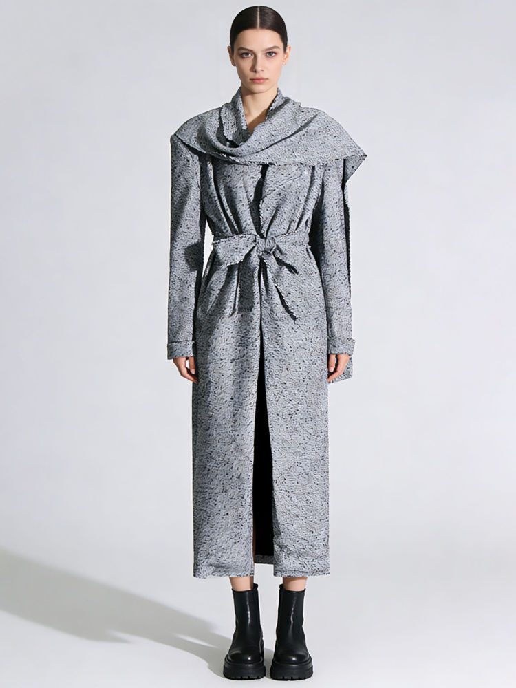 TWOTWINSTYLE Irregular Collar Long Sleeve Tunic Fashion Coat
