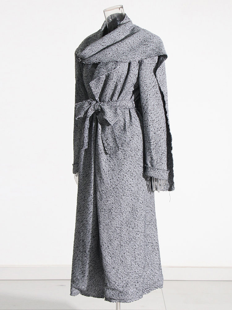 TWOTWINSTYLE Irregular Collar Long Sleeve Tunic Fashion Coat