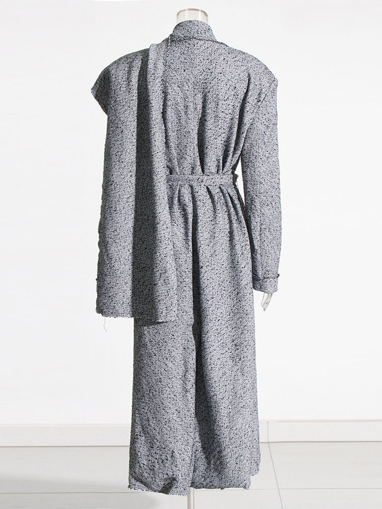 TWOTWINSTYLE Irregular Collar Long Sleeve Tunic Fashion Coat