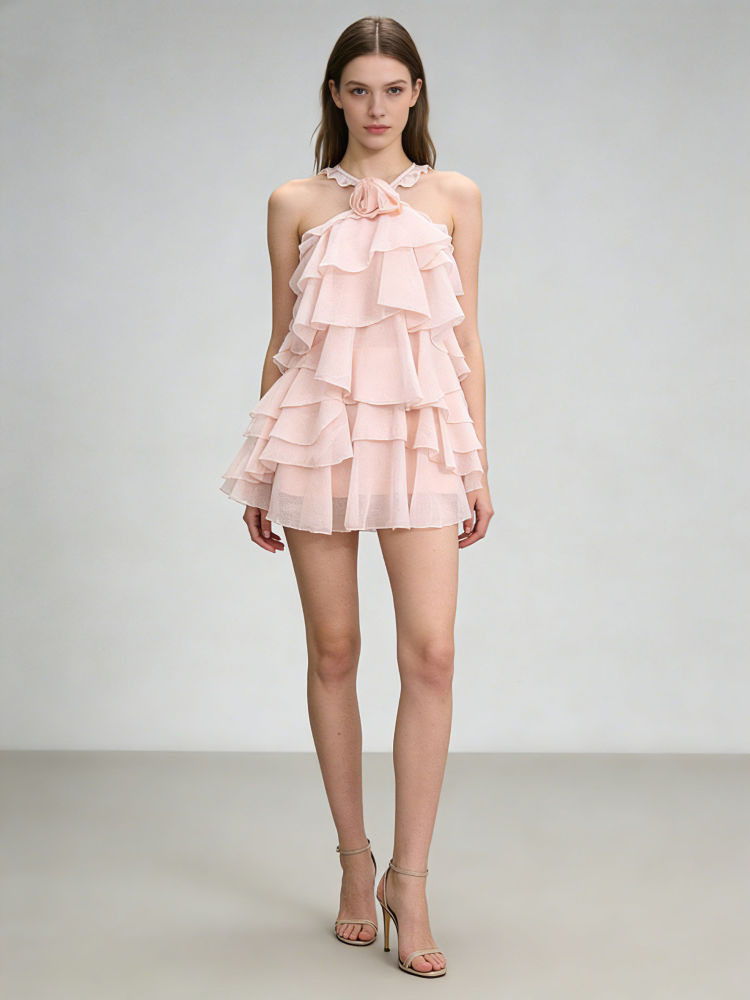TWOTWINSTYLE Off Shoulder Spliced Ruffle Designer Dress
