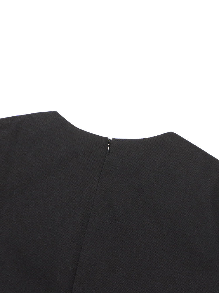TWOTWINSTYLE Round Neck Patchwork Diamond Solid Dress