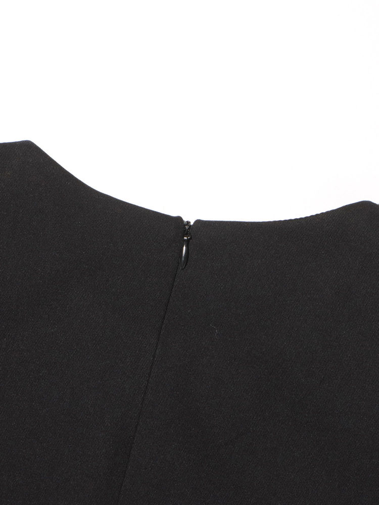 TWOTWINSTYLE Round Neck Patchwork Diamond Solid Dress