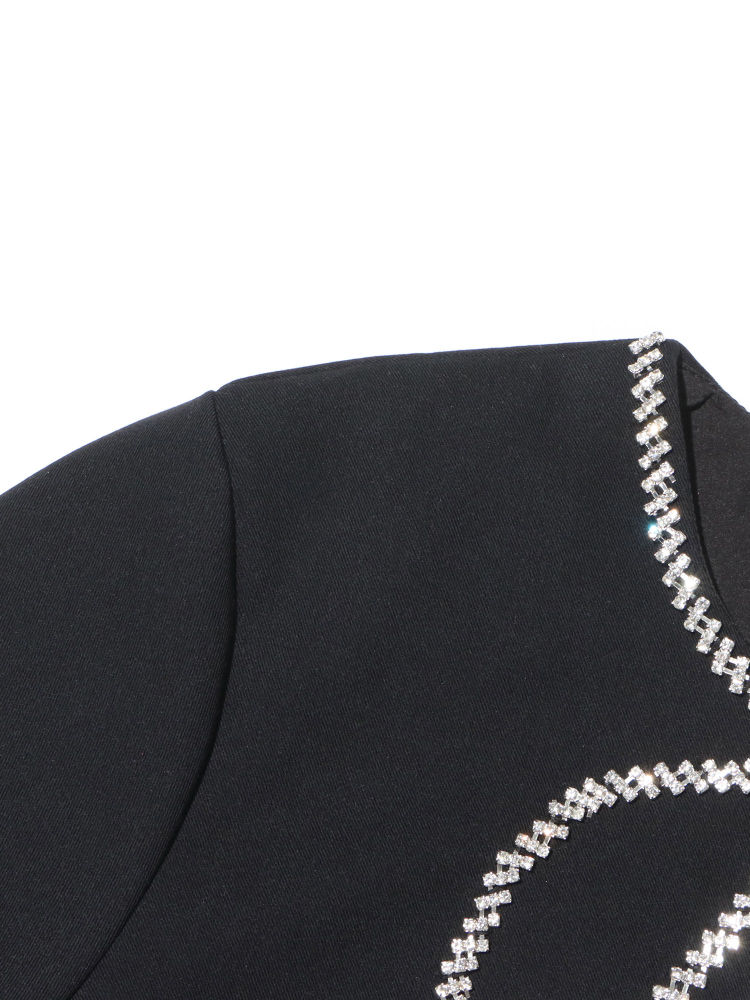 TWOTWINSTYLE Round Neck Patchwork Diamond Solid Dress