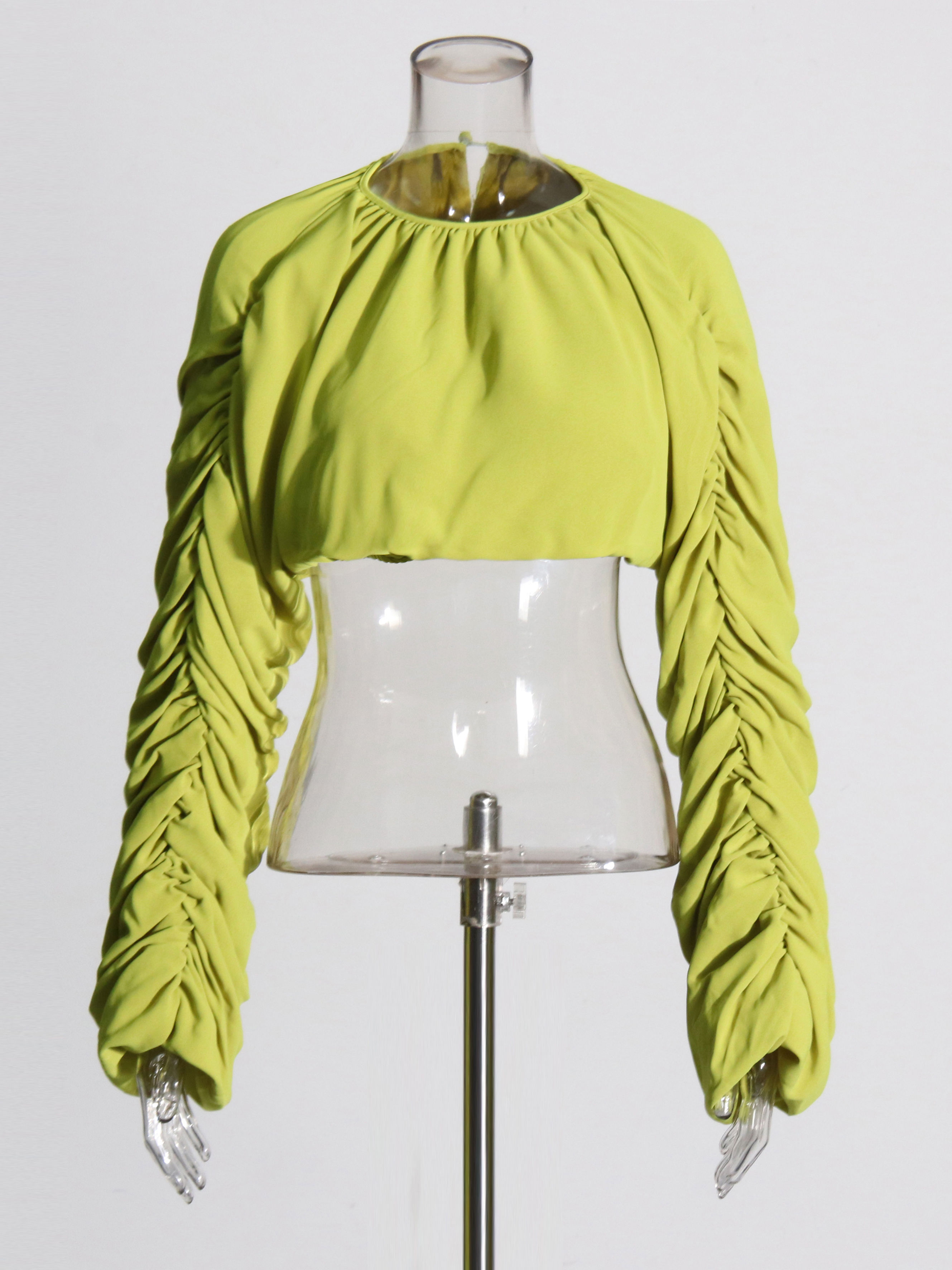 TWOTWINSTYLE Round Neck Spliced Pleated Top High Waist Skirt Sexy Set