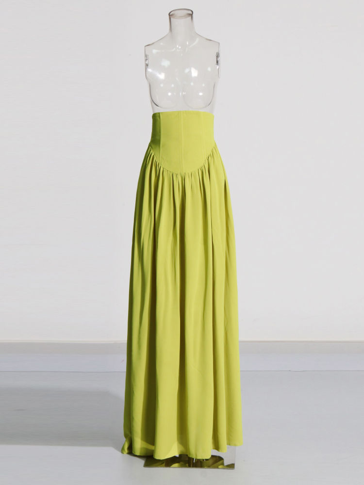 TWOTWINSTYLE Round Neck Spliced Pleated Top High Waist Skirt Sexy Set