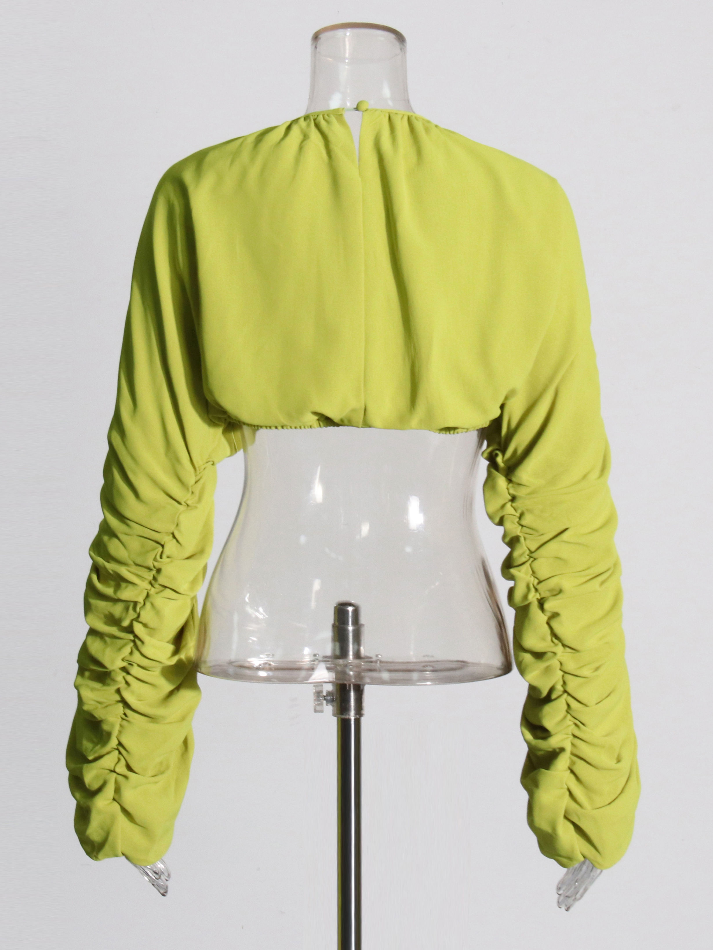 TWOTWINSTYLE Round Neck Spliced Pleated Top High Waist Skirt Sexy Set