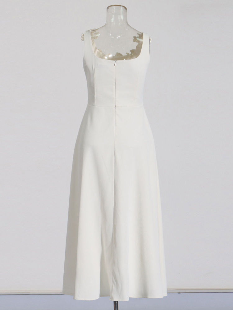 TWOTWINSTYLE Sleeveles Patchwork 3D Flower Solid Dress