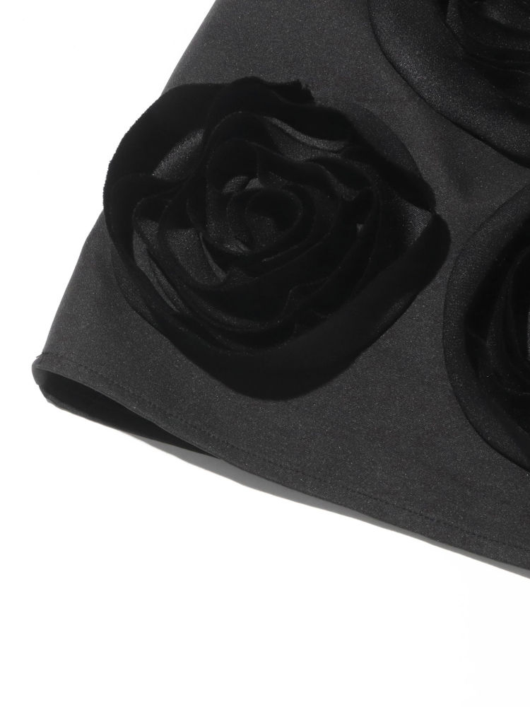 TWOTWINSTYLE Sleeveles Round Neck Patchwork 3D Flower Fashion Dress