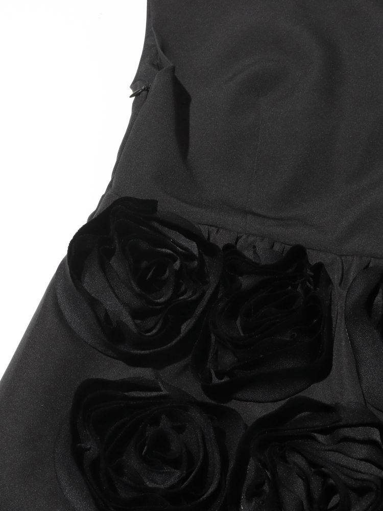 TWOTWINSTYLE Sleeveles Round Neck Patchwork 3D Flower Fashion Dress