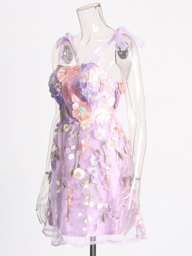 TWOTWINSTYLE Sleeveles Spliced Embroidery Tunic Elegant Dress