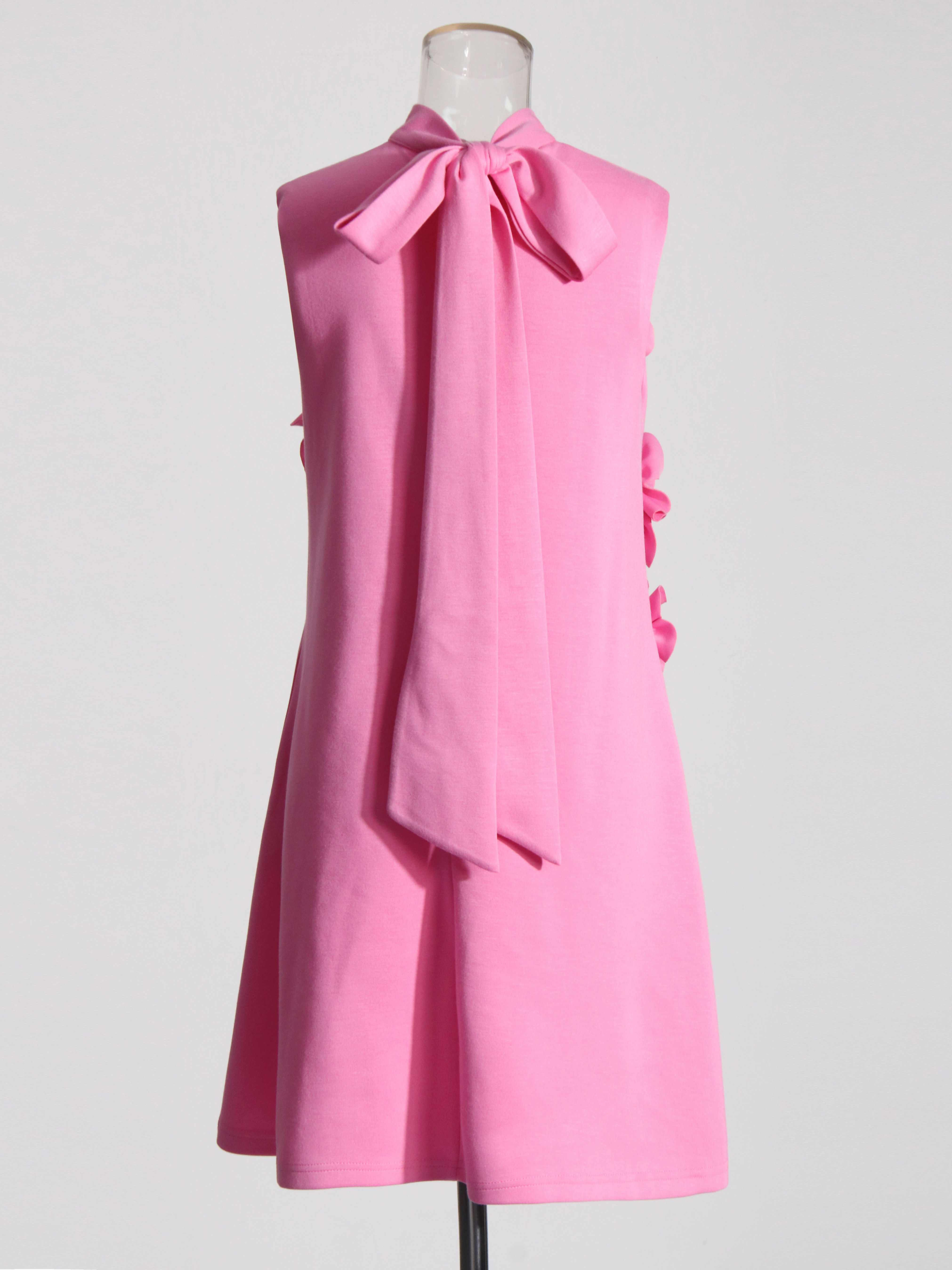 TWOTWINSTYLE Solid Stand Collar Sleeveles Designer Dress