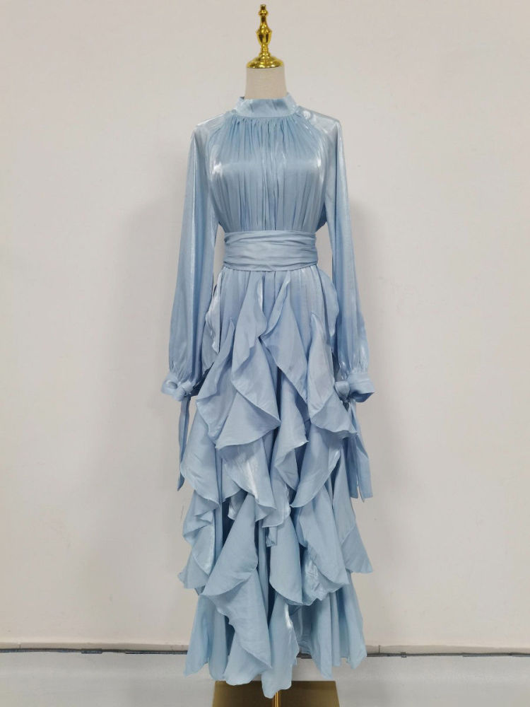 TWOTWINSTYLE Loose Patchwork Lace Up Designer Maxi Dress