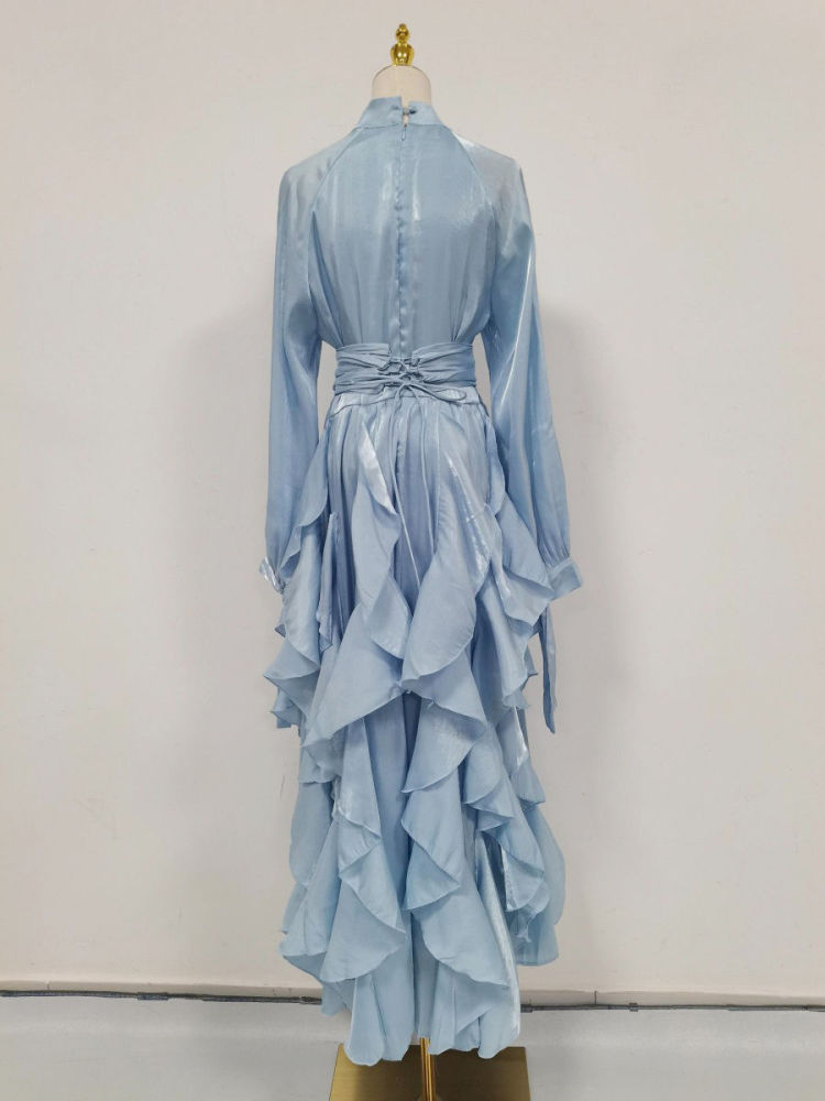 TWOTWINSTYLE Loose Patchwork Lace Up Designer Maxi Dress