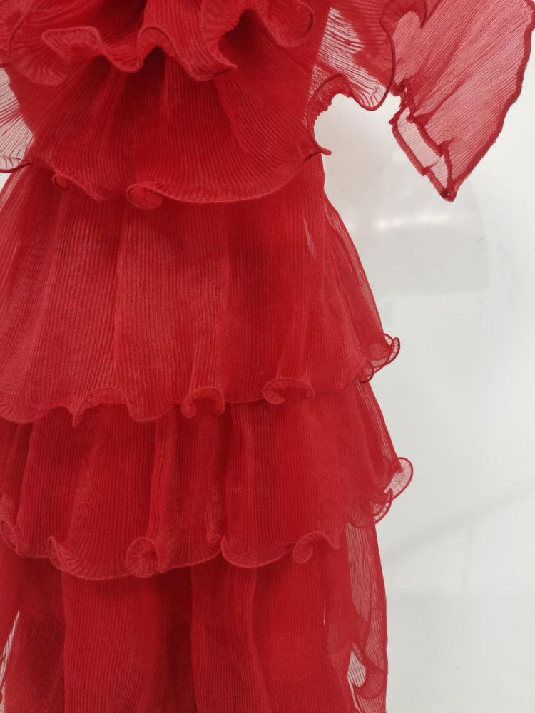 TWOTWINSTYLE Designer Solid Ruffles Tunic Midi Dress