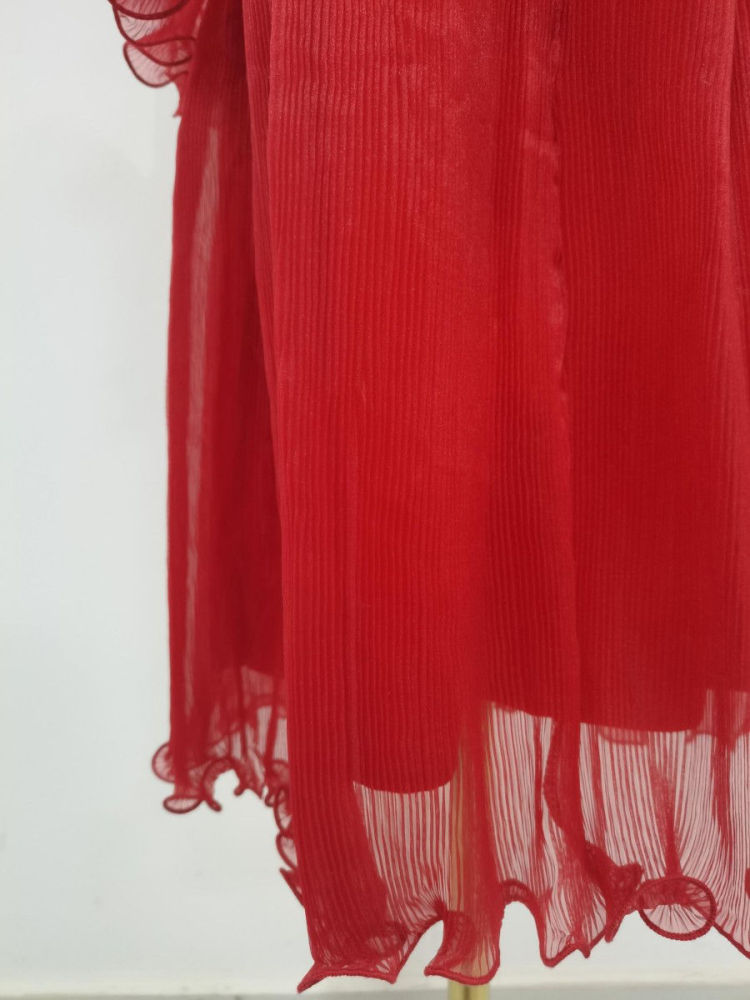 TWOTWINSTYLE Designer Solid Ruffles Tunic Midi Dress