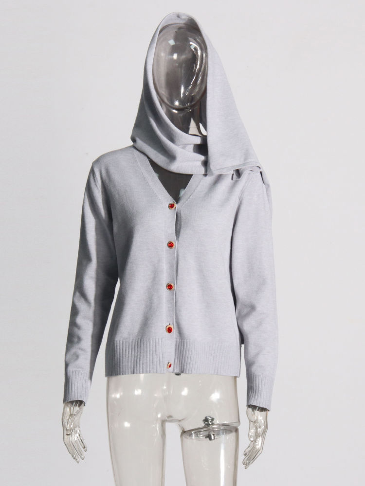 TWOTWINSTYLE V Neck Spliced Single Breasted Fashion Sweater