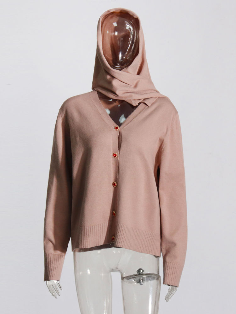 TWOTWINSTYLE V Neck Spliced Single Breasted Fashion Sweater