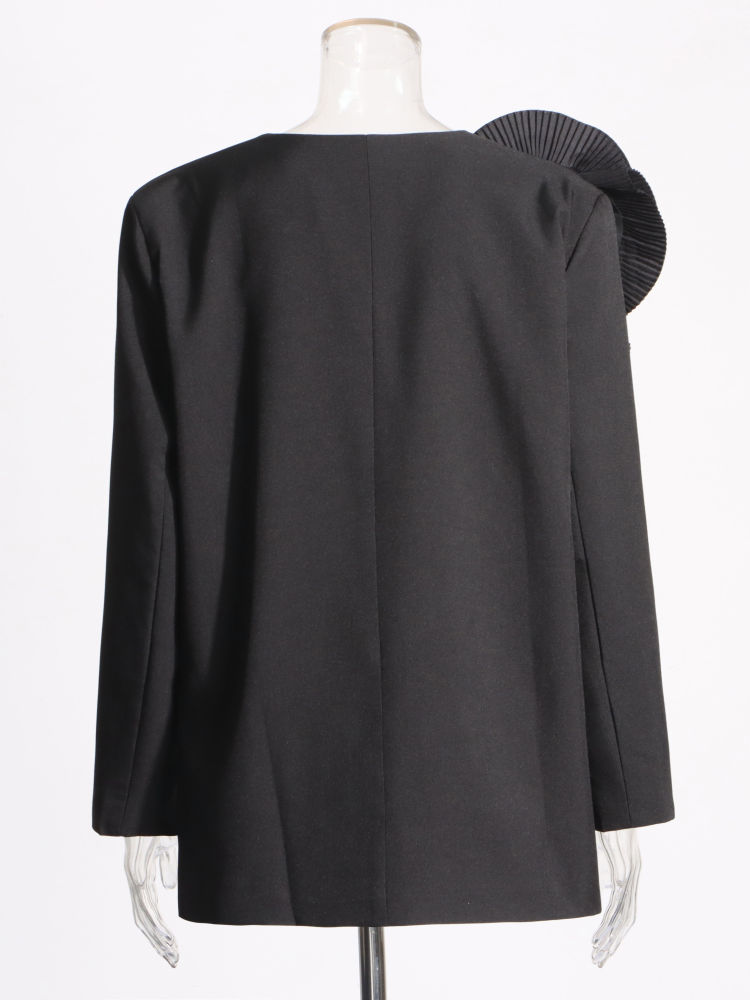 TWOTWINSTYLE Deep V Neck Patchwork 3D Flower Casual Cost