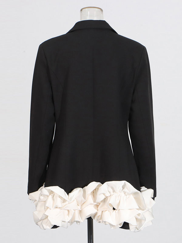 TWOTWINSTYLE Lapel Long Sleeve Hit Color Fashion Dress