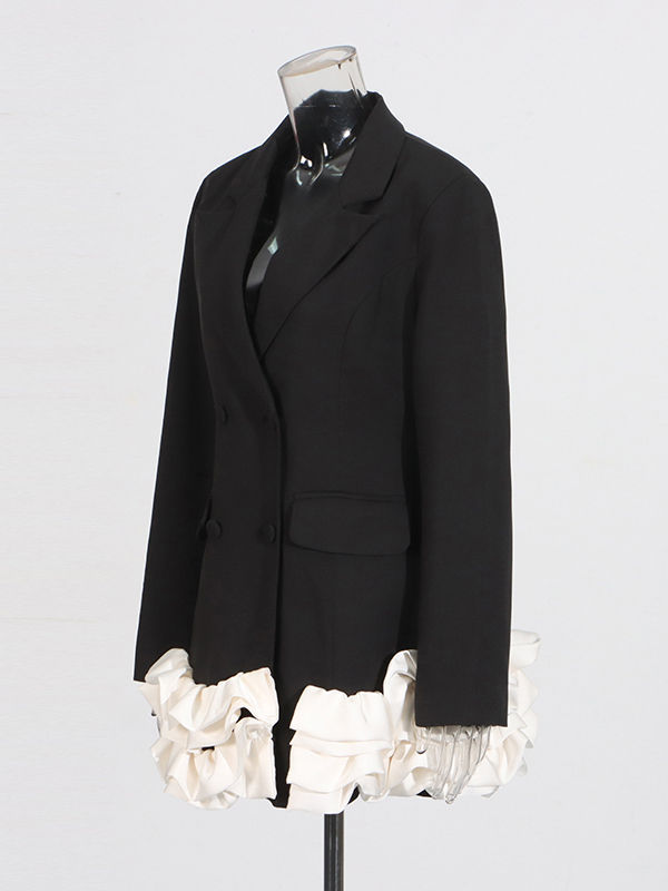 TWOTWINSTYLE Lapel Long Sleeve Hit Color Fashion Dress