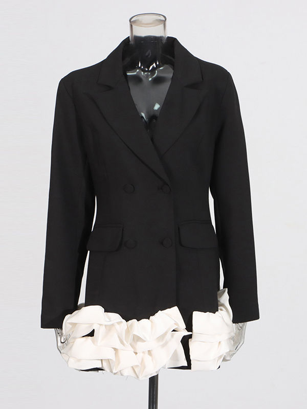 TWOTWINSTYLE Lapel Long Sleeve Hit Color Fashion Dress
