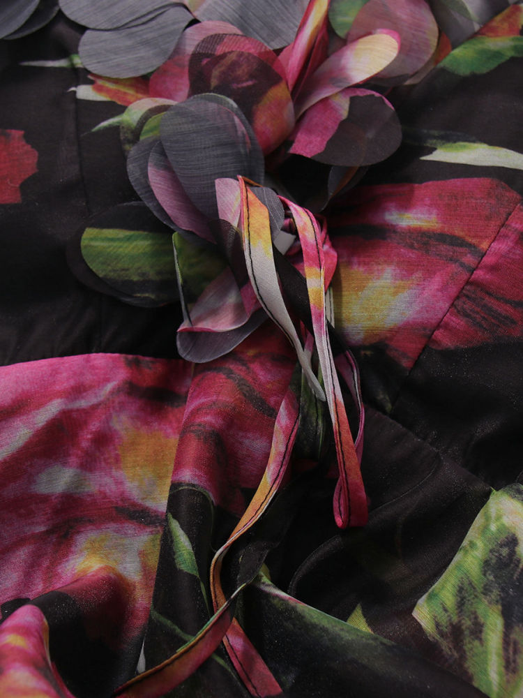 TWOTWINSTYLE Off Shoulder Spliced 3D Flower Tunic Designer Dress