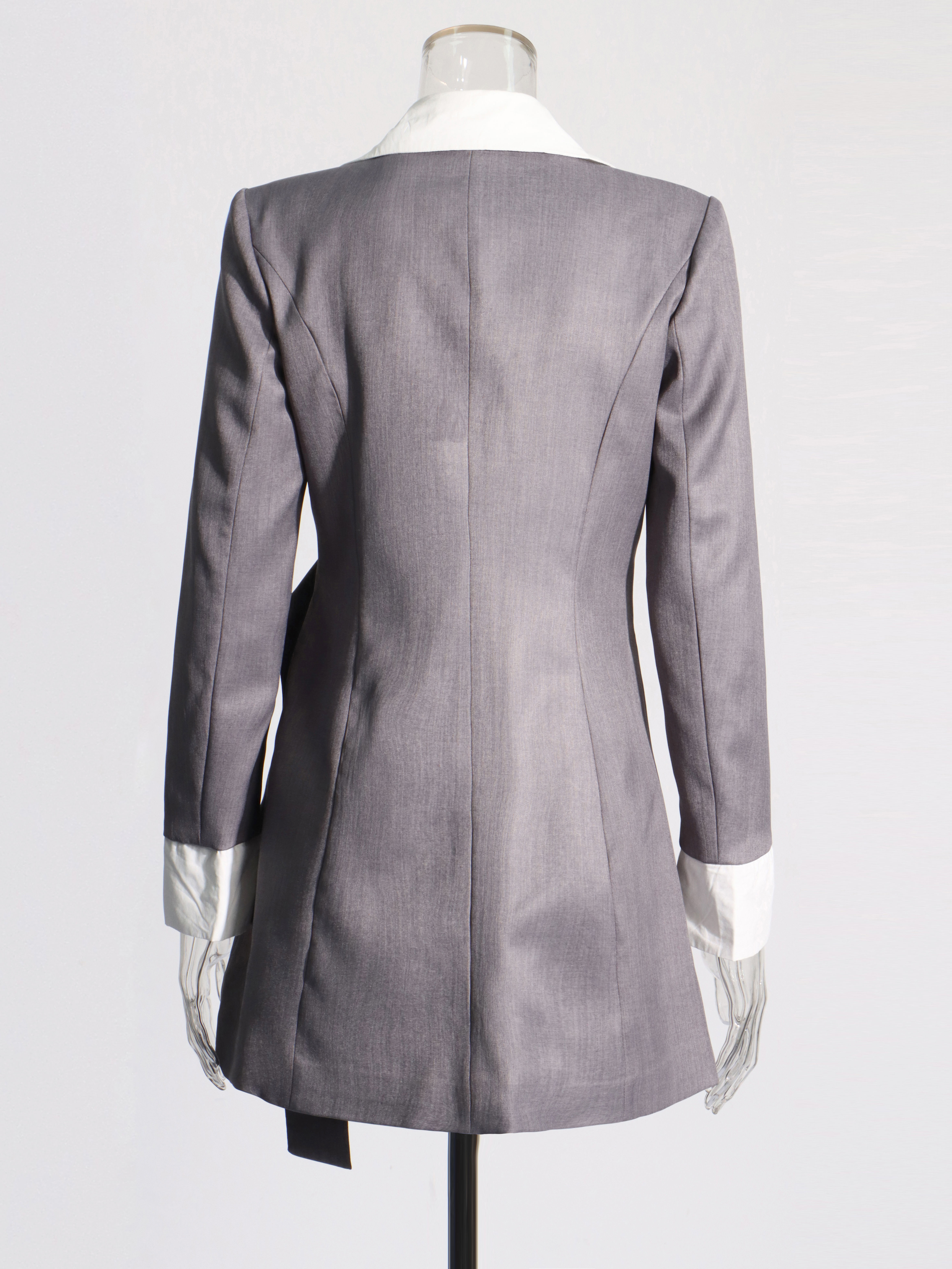 TWOTWINSTYLE Solid Lapel Spliced Belt Tunic Temperament Coat