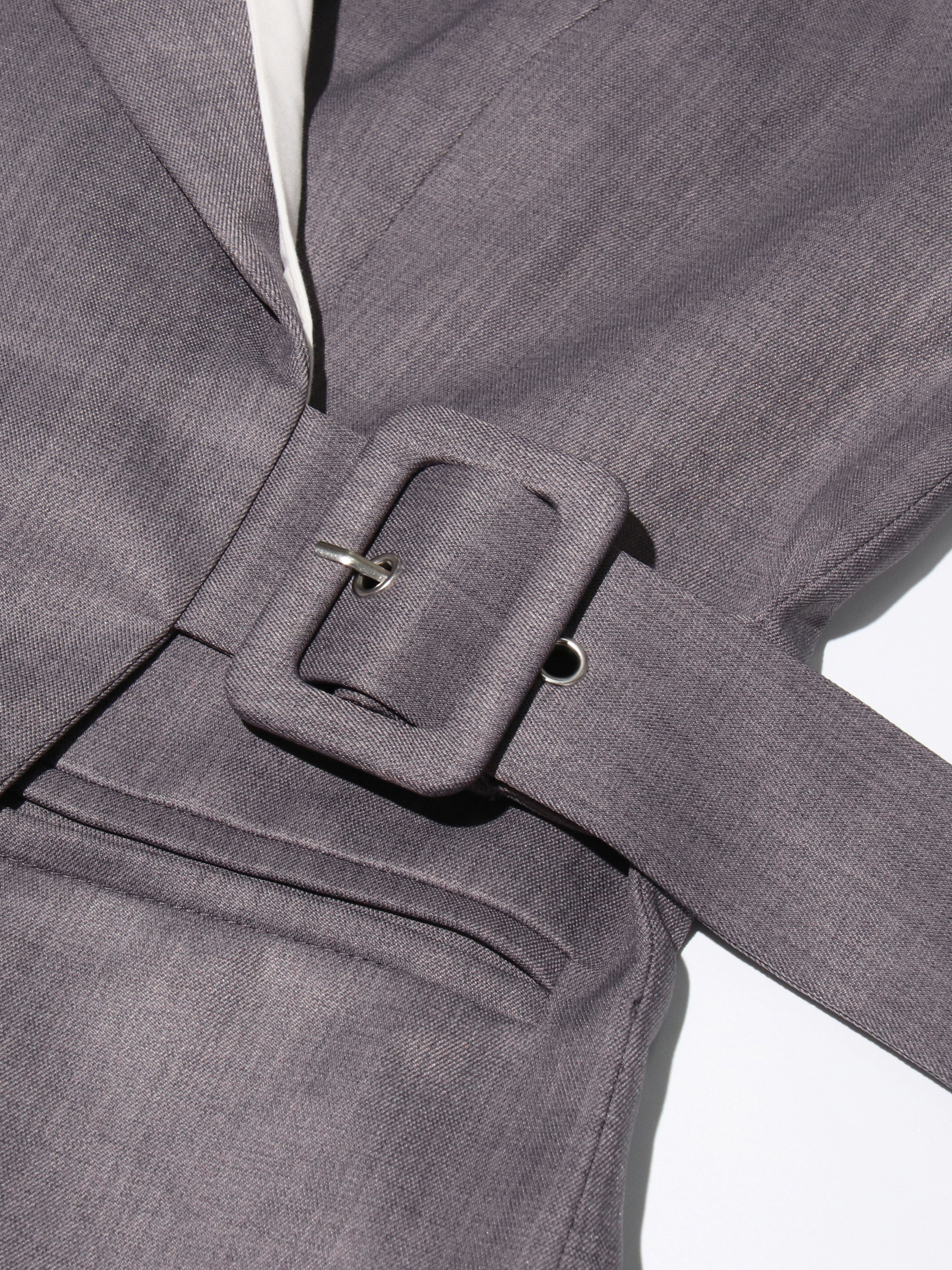 TWOTWINSTYLE Solid Lapel Spliced Belt Tunic Temperament Coat