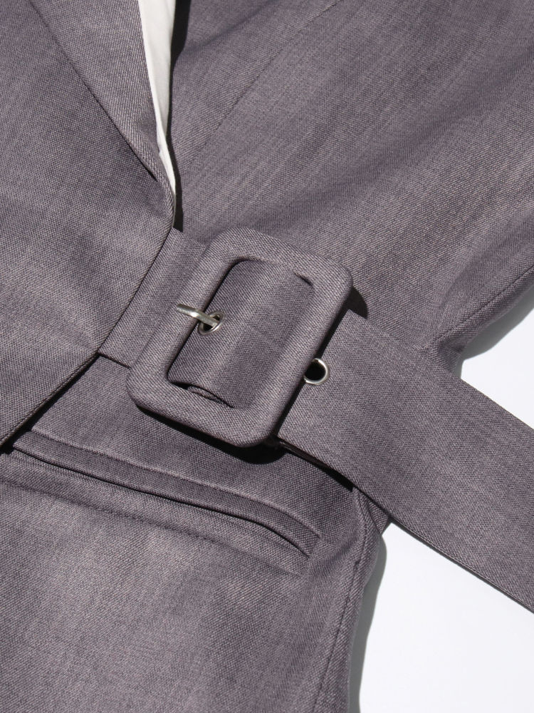 TWOTWINSTYLE Solid Lapel Spliced Belt Tunic Temperament Coat