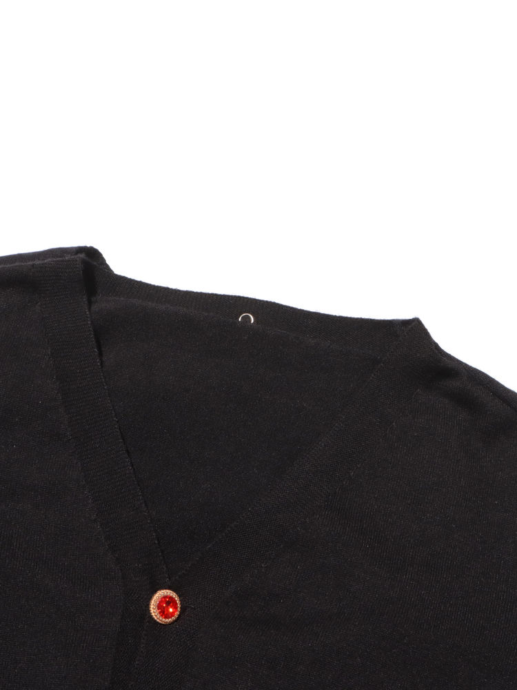 TWOTWINSTYLE V Neck Spliced Single Breasted Fashion Sweater