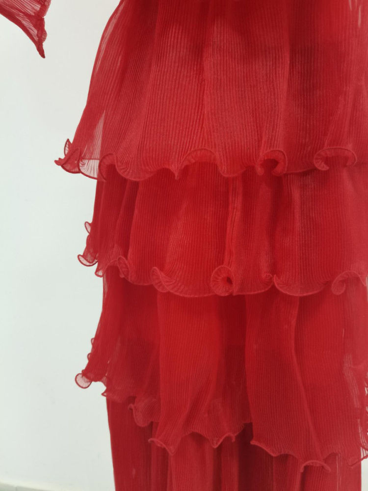 TWOTWINSTYLE Designer Solid Ruffles Tunic Midi Dress