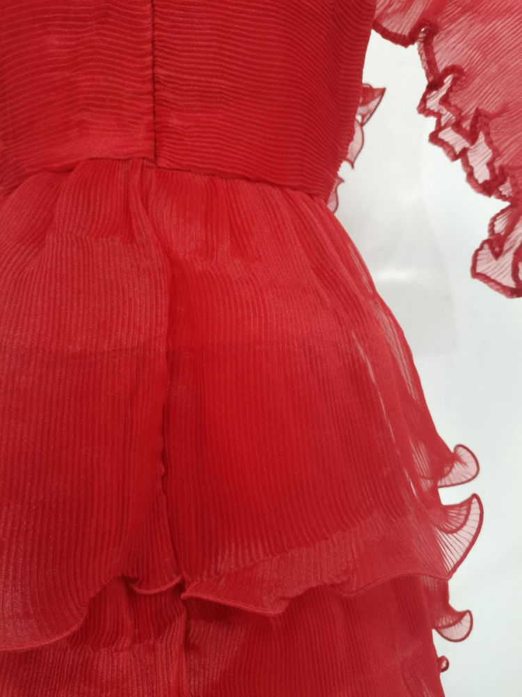 TWOTWINSTYLE Designer Solid Ruffles Tunic Midi Dress