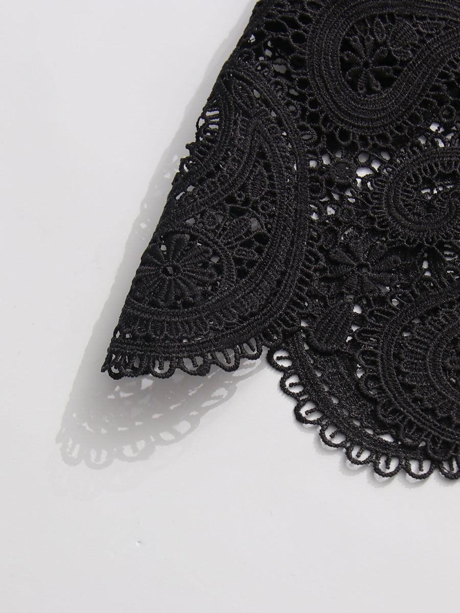 TWOTWINSTYLE Lapel Patchwork Lace Coat High Waist Skirt Vintage Set