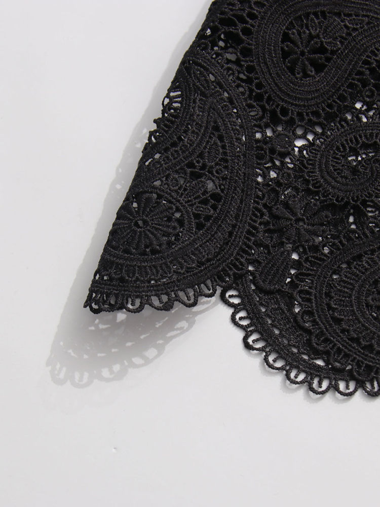 TWOTWINSTYLE Lapel Patchwork Lace Coat High Waist Skirt Vintage Set
