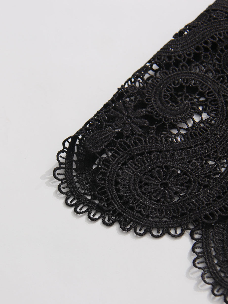 TWOTWINSTYLE Lapel Patchwork Lace Coat High Waist Skirt Vintage Set