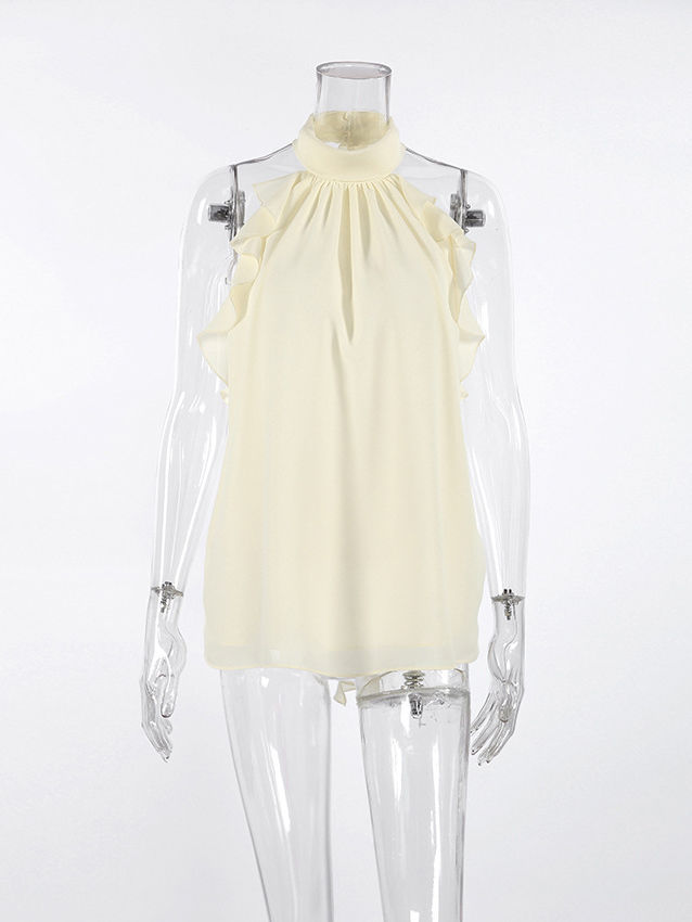 TWOTWINSTYLE Off Shoulder Patchwork Ruffles Sexy Shirt