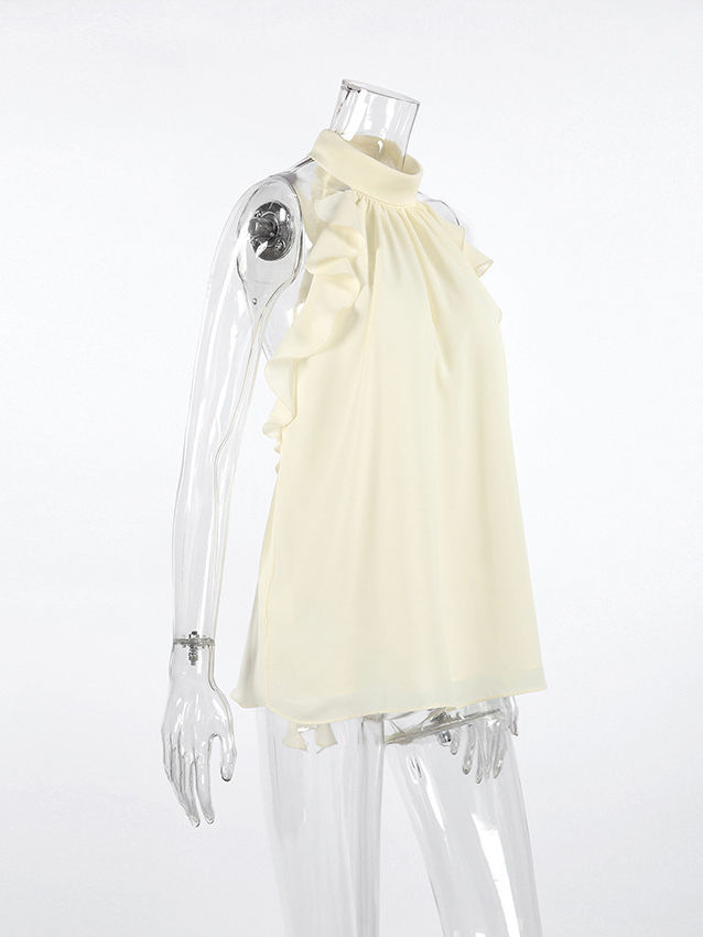 TWOTWINSTYLE Off Shoulder Patchwork Ruffles Sexy Shirt